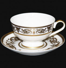 Набор чайных пар 200 мл 6 шт  Bavarian Porcelain "Александрия /Золотой узор на белом" / 069087