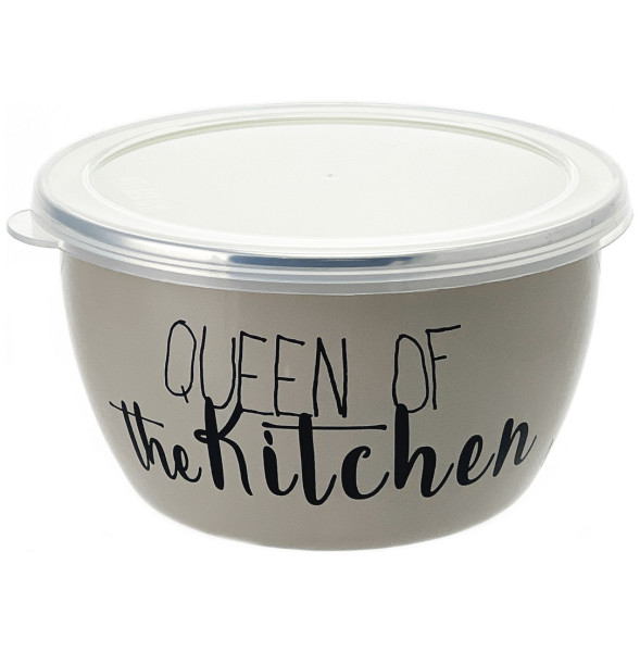 Миска с пластиковой крышкой эмалированная без ручек 1,1 л  Metrot &quot;Queen of Kitchen&quot; / 300198