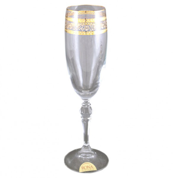 Бокалы для шампанского 170 мл 6 шт  Rona &quot;Ларго /Золотой цветочный кант&quot; / 018483