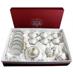 Чайный сервиз на 6 персон 15 предметов  Bohemia Porcelan Moritz Zdekauer 1810 s.r.o. "Анжелика /Золотые вензеля" подарочная упаковка / 098870