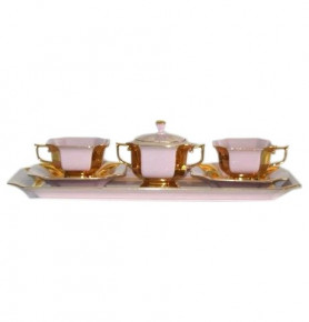 Чайный набор на 2 персоны 6 предметов  Epiag "Эмпир /розовый с золотом" / 008611