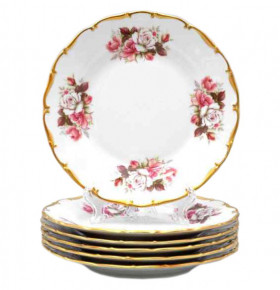 Набор тарелок 25 см 6 шт  Bohemia Porcelan Moritz Zdekauer 1810 s.r.o. "Анжелика /Букет из роз" / 010904