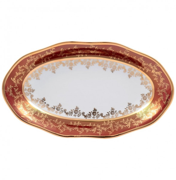 Блюдо 24 см овальное  Sterne porcelan &quot;Фредерика /Золотые листья на красном&quot; / 128810