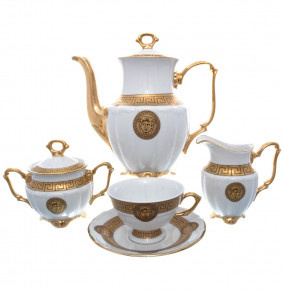 Кофейный сервиз на 6 персон 15 предметов  Bohemia Porcelan Moritz Zdekauer 1810 s.r.o. "Мария-Луиза /Версаче МГ /золото" / 226690