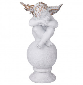 Фигурка 42 см белая с позолотой  LEFARD "Ангел спящий на шаре" / 296240