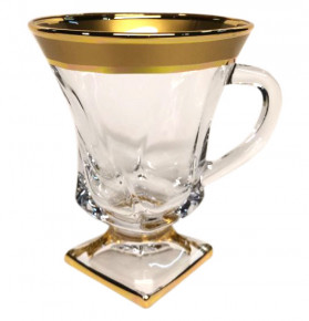 Кружки для горячих напитков 150 мл 6 шт н/н  AS Crystal Bohemia "Квадро /Матовая полоса /золото" AS Crystal / 166168