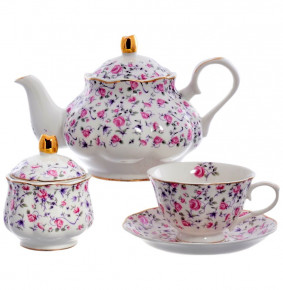 Чайный сервиз на 6 персон 14 предметов (без молочника)  Royal Classics "Розочки розовые" / 155522