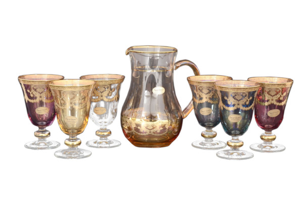 Набор для воды 7 предметов (кувшин + 6 стаканов)  Art Decor &quot;Брокка /Венециано /Ассорти&quot; / 118276