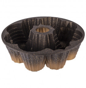 Форма для выпечки кекса 26 см антипригарное покрытие черно-золотая  O.M.S. Collection "GRANIT CAKE MOULD" / 230399