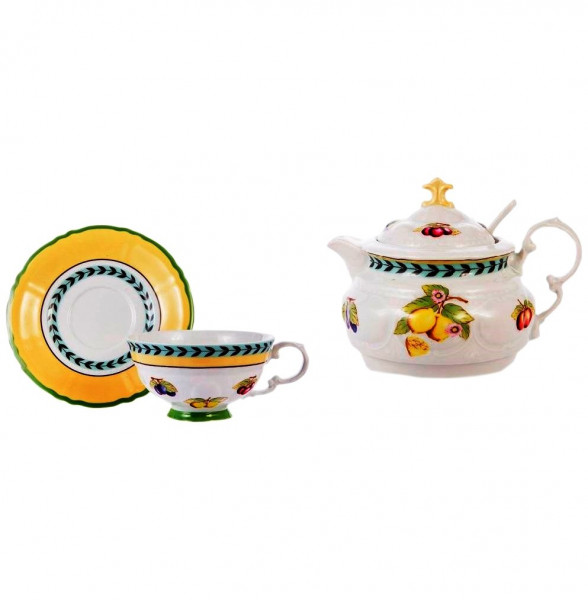 Чайный набор на 1 персону 3 предмета  Leander &quot;Соната /Фруктово-ягодная&quot; (чашка 200 мл, чайник с ситечком) / 169445