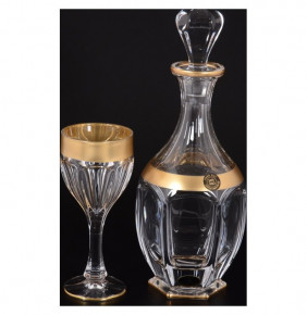 Набор для вина 7 предметов (Графин + 6 бокалов)  Crystalite Bohemia "Сафари /Матовое золото" / 124822