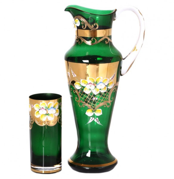 Набор для воды 7 предметов (кувшин + 6 стаканов по 300 мл)  Bohemia &quot;Лепка Зеленая&quot; E-V / 134760
