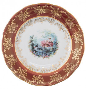 Тарелка 19 см 1 шт  Royal Czech Porcelain "Аляска /Барокко красное" / 204642