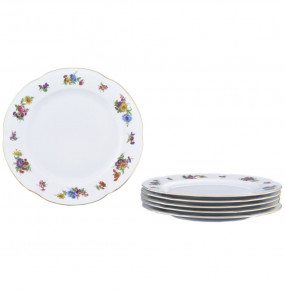Набор тарелок 25 см 6 шт  Royal Czech Porcelain "Болеро /Полевой букет /Отводка золото" / 096776