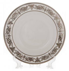 Набор тарелок 23 см 6 шт глубокие  Bavarian Porcelain "Александрия /Платиновый узор на белом" / 070339