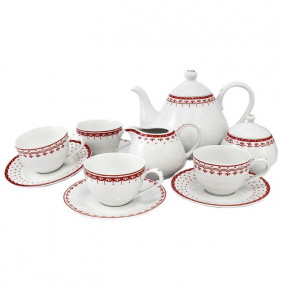 Чайный сервиз на 4 персоны 11 предметов  Leander "Hyggelyne /Красные узоры" / 158498