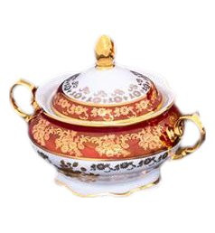Сахарница 250 мл  Royal Czech Porcelain "Мария-Тереза /Золотая роза /Красная" / 204436