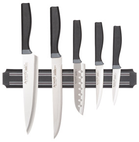 Набор кухонных ножей 6 предметов на магнитном держателе с плстиковой ручкой "Agness" / 281868