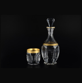 Набор для виски 7 предметов (графин 800 мл + 6 стаканов по 250 мл)  Crystalite Bohemia "Сафари /Матовое золото /430469" / 036986
