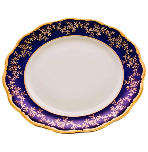 Набор тарелок 24 см 6 шт  Bavarian Porcelain &quot;Фредерика /Кобальт /Золотые листики&quot; / 061724