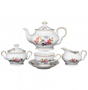 Чайный сервиз на 6 персон 15 предметов  Bohemia Porcelan Moritz Zdekauer 1810 s.r.o. "Магнолия /Полевой цветок" / 027427