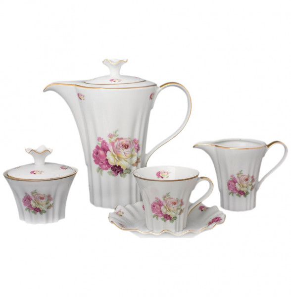 Чайный сервиз на 6 персон 15 предметов  Royal Czech Porcelain &quot;Каролина /Английская роза&quot; / 203707