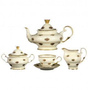 Чайный сервиз на 6 персон 15 предметов  Bohemia Porcelan Moritz Zdekauer 1810 s.r.o. "Анжелика /Маленькие золотые розочки /СК" подарочная упаковка / 0