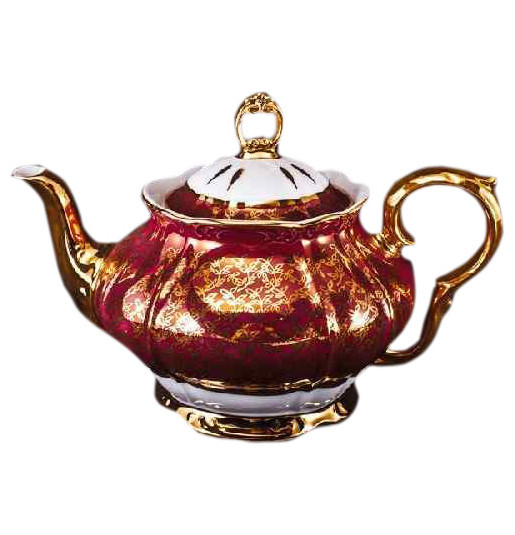 Заварочный чайник 1,2 л  Bohemia Porcelan Moritz Zdekauer 1810 s.r.o. &quot;Магнолия /Красная с золотыми листиками&quot; / 053052