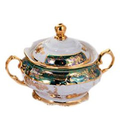 Сахарница  Royal Czech Porcelain "Мария-Тереза /Золотая роза /Зеленая" / 203540