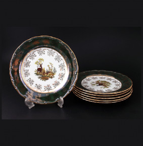 Набор тарелок 25 см 6 шт  Bohemia Porcelan Moritz Zdekauer 1810 s.r.o. "Магнолия /Охота зелёная" / 038365