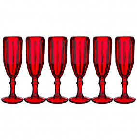 Бокалы для шампанского 180 мл 6 шт красные  LEFARD "Muza Color /Рокки" / 192999