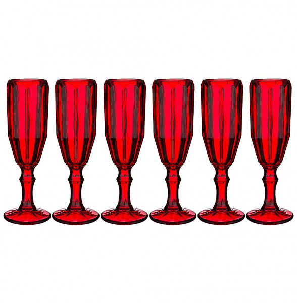 Бокалы для шампанского 180 мл 6 шт красные  LEFARD &quot;Muza Color /Рокки&quot; / 192999