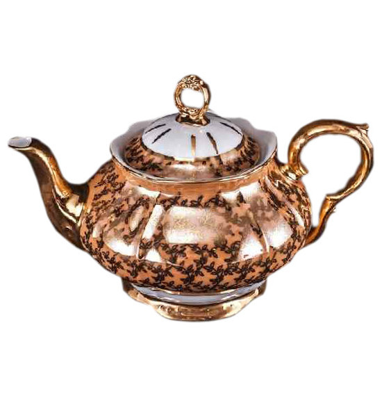 Заварочный чайник 1,2 л  Bohemia Porcelan Moritz Zdekauer 1810 s.r.o. &quot;Магнолия /Бежевая с золотыми листиками&quot; / 053016