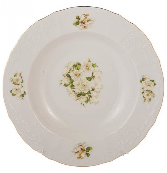 Набор тарелок 23 см 6 шт глубокие  Thun &quot;Бернадотт /Белые розы /золото&quot; / 167170