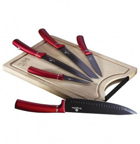 Набор кухонных ножей 6 предметов с разделочной доской  Berlinger Haus "Burgundy Metallic Line" / 280752