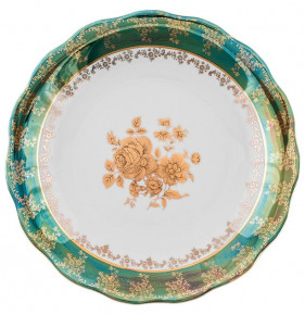 Блюдо 30 см круглое  Royal Czech Porcelain "Аляска /Золотая роза /Зеленая" / 203871