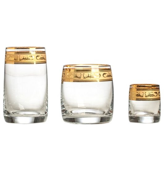 Набор стаканов 18 предметов (250, 290, 60 мл)  Crystalite Bohemia &quot;Идеал /Золото /37872&quot; / 152167