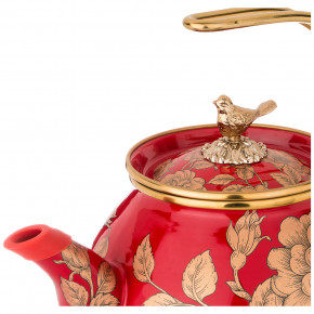 Чайник 3 л эмалированный красный "Agness /Золотые цветы" / 196429