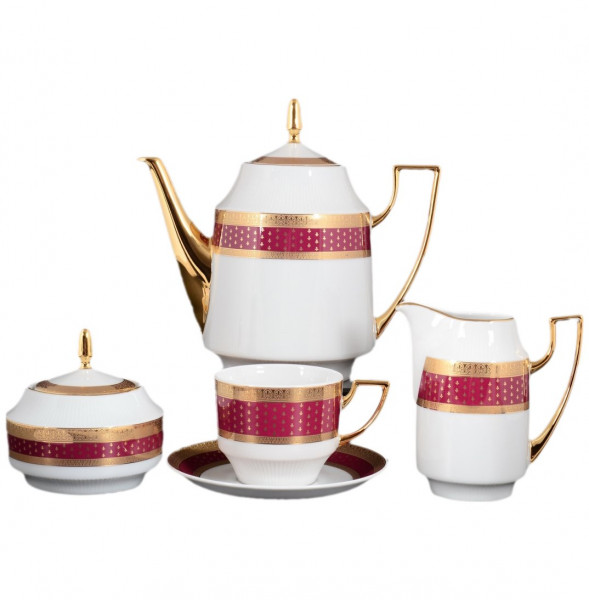 Чайный сервиз на 6 персон 17 предметов  Thun &quot;Луиза /Королевская красная&quot; / 114885