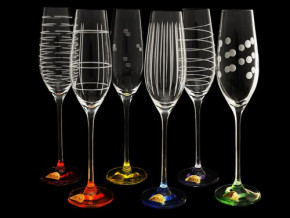 Бокал для шампанского 210 мл 1 шт  Rona "Celebration /Ассорти /Разноцветная ножка" / 059277