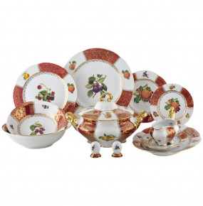 Столовый сервиз на 6 персон 26 предметов  Royal Czech Porcelain "Болеро /Фрукты /Красные листики" / 203634