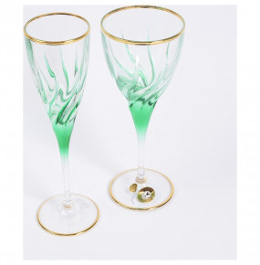 Бокалы для шампанского 120 мл 6 шт  RCR Cristalleria Italiana SpA "Трикс /Зеленое дно /Отводка золото /390" / 149008