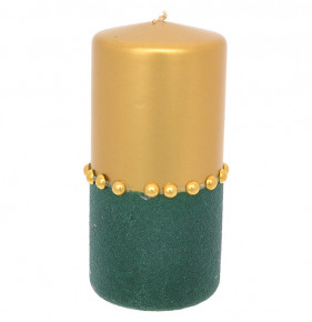 Свеча классическая 15 х 7 см  ADPAL "Goldie" (металлик золотой/велюр зеленый) / 229311