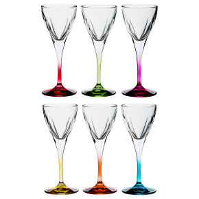Бокалы для красного вина 250 мл 6 шт  RCR Cristalleria Italiana SpA "Фьюжн /разноцветные ножки" / 117025