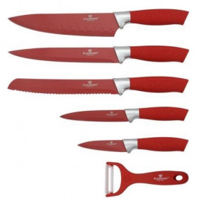 Набор ножей для кухни 7 предметов с подставкой  Berlinger Haus "Blaumann" красный / 147938