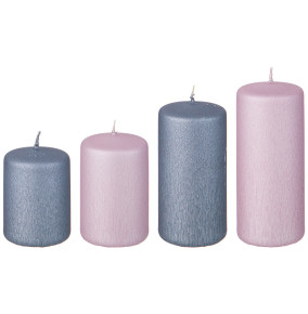 Набор свечей (7, 8, 10, 12 х 5 см) 4 шт (серый и розовый) / 331414