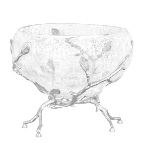 Ваза для фруктов 23 см н/н  Taj Glass "Белый Обгез /серебро" / 335140