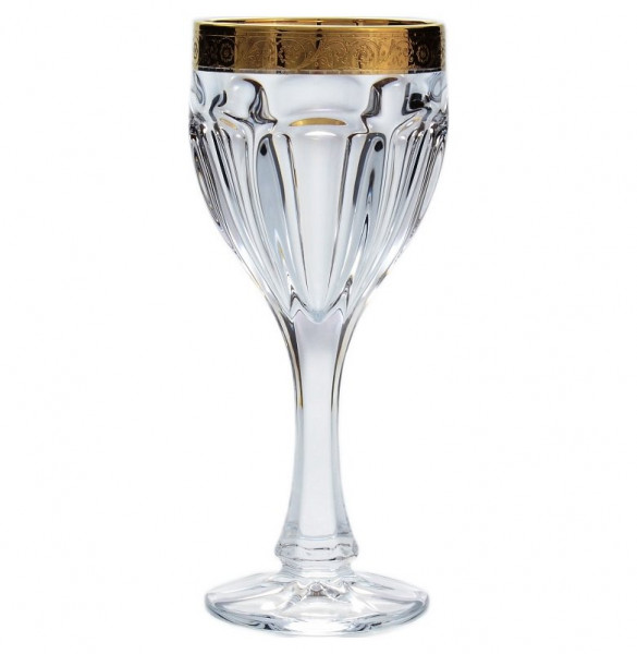 Бокалы для белого вина 190 мл 6 шт  Crystalite Bohemia &quot;Сафари /Золотой цветочный кант&quot; V-D / 140056