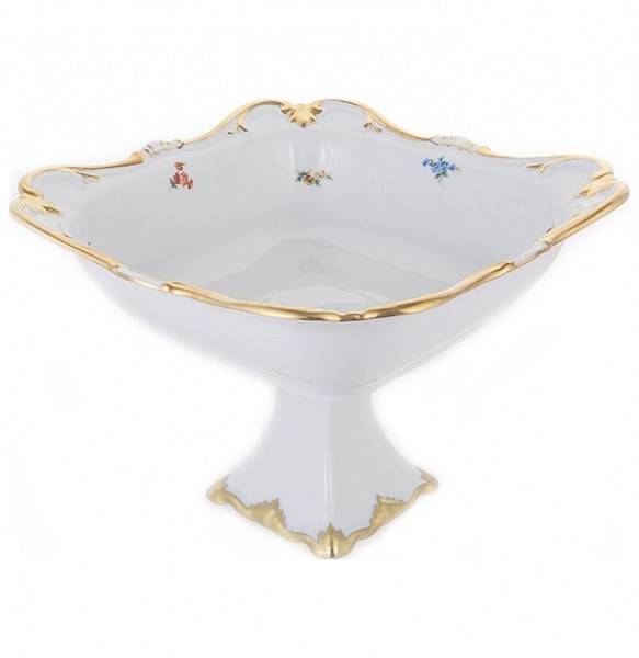 Салатник 25 см квадратный н/н  Bavarian Porcelain &quot;Веймар /Мелкие цветы /Матовое золото&quot; / 133786