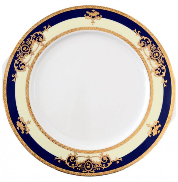Пирожковая тарелка 27 см  Thun &quot;Яна /Синяя полоса с золотым вензелем&quot; / 056386